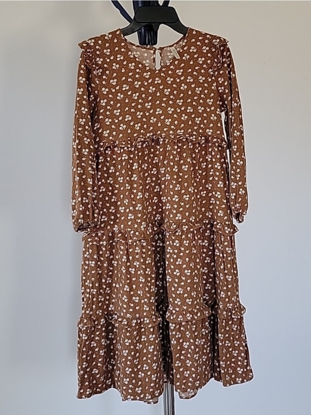 Rylee + Cru Brown Floral Tiered Midi Dress